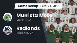 Recap: Murrieta Mesa  vs. Redlands  2018