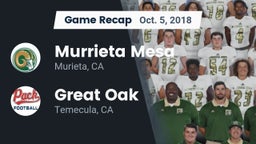 Recap: Murrieta Mesa  vs. Great Oak  2018