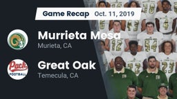 Recap: Murrieta Mesa  vs. Great Oak  2019