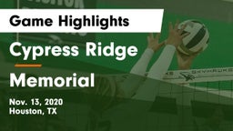Cypress Ridge  vs Memorial  Game Highlights - Nov. 13, 2020