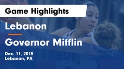 Lebanon  vs Governor Mifflin  Game Highlights - Dec. 11, 2018