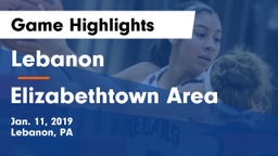Lebanon  vs Elizabethtown Area  Game Highlights - Jan. 11, 2019