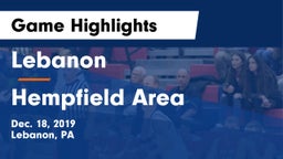 Lebanon  vs Hempfield Area  Game Highlights - Dec. 18, 2019