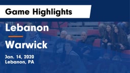 Lebanon  vs Warwick  Game Highlights - Jan. 14, 2020