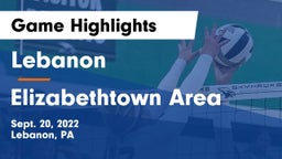 Lebanon  vs Elizabethtown Area  Game Highlights - Sept. 20, 2022