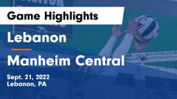 Lebanon  vs Manheim Central  Game Highlights - Sept. 21, 2022
