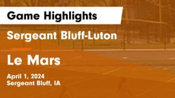 Sergeant Bluff-Luton  vs Le Mars  Game Highlights - April 1, 2024