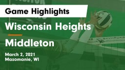 Wisconsin Heights  vs Middleton  Game Highlights - March 2, 2021
