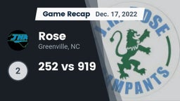 Recap: Rose  vs. 252 vs 919 2022