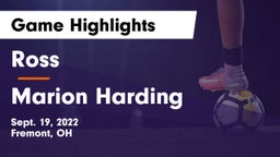 Ross  vs Marion Harding  Game Highlights - Sept. 19, 2022