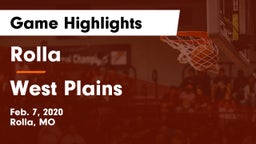 Rolla  vs West Plains  Game Highlights - Feb. 7, 2020