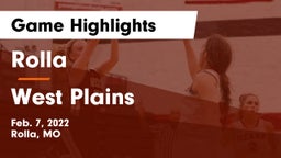 Rolla  vs West Plains  Game Highlights - Feb. 7, 2022