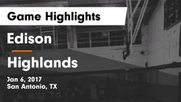 Edison  vs Highlands  Game Highlights - Jan 6, 2017