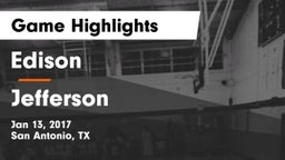 Edison  vs Jefferson  Game Highlights - Jan 13, 2017