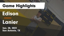 Edison  vs Lanier  Game Highlights - Jan. 28, 2022