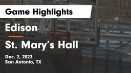 Edison  vs St. Mary’s Hall Game Highlights - Dec. 2, 2022