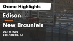 Edison  vs New Braunfels  Game Highlights - Dec. 8, 2022