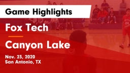 Fox Tech  vs Canyon Lake  Game Highlights - Nov. 23, 2020