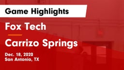 Fox Tech  vs Carrizo Springs Game Highlights - Dec. 18, 2020