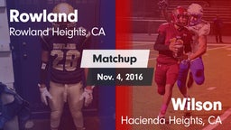 Matchup: Rowland  vs. Wilson  2016