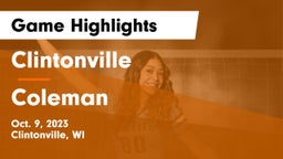 Clintonville  vs Coleman  Game Highlights - Oct. 9, 2023