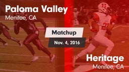 Matchup: Paloma Valley High vs. Heritage  2016