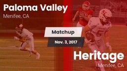 Matchup: Paloma Valley High vs. Heritage  2017