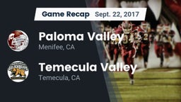 Recap: Paloma Valley  vs. Temecula Valley  2017