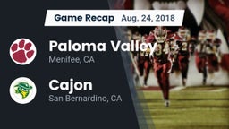 Recap: Paloma Valley  vs. Cajon  2018