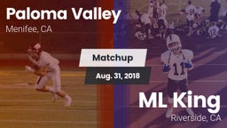 Matchup: Paloma Valley High vs. ML King  2018