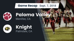 Recap: Paloma Valley  vs. Knight  2018