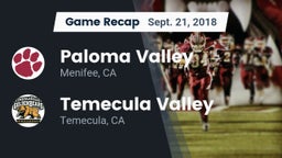 Recap: Paloma Valley  vs. Temecula Valley  2018