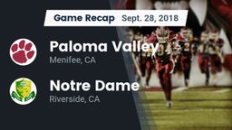 Recap: Paloma Valley  vs. Notre Dame  2018