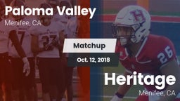 Matchup: Paloma Valley High vs. Heritage  2018