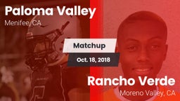 Matchup: Paloma Valley High vs. Rancho Verde  2018