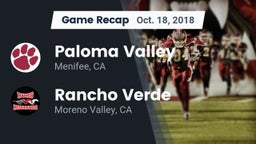 Recap: Paloma Valley  vs. Rancho Verde  2018