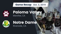 Recap: Paloma Valley  vs. Notre Dame  2019