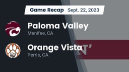 Recap: Paloma Valley  vs. Orange Vista  2023