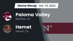 Recap: Paloma Valley  vs. Hemet  2023