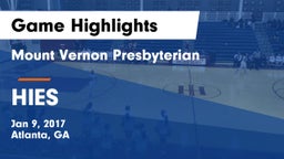 Mount Vernon Presbyterian  vs HIES Game Highlights - Jan 9, 2017