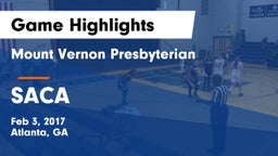 Mount Vernon Presbyterian  vs SACA Game Highlights - Feb 3, 2017