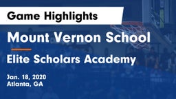 Mount Vernon School vs Elite Scholars Academy  Game Highlights - Jan. 18, 2020