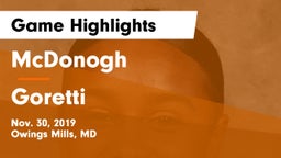 McDonogh  vs Goretti  Game Highlights - Nov. 30, 2019