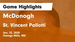 McDonogh  vs St. Vincent Pallotti  Game Highlights - Jan. 22, 2020