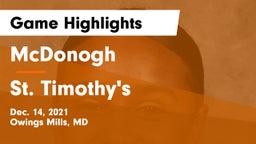 McDonogh  vs St. Timothy's Game Highlights - Dec. 14, 2021