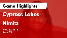 Cypress Lakes  vs Nimitz  Game Highlights - Nov. 10, 2018