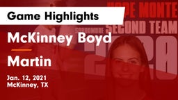 McKinney Boyd  vs Martin  Game Highlights - Jan. 12, 2021
