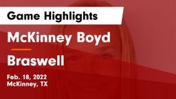 McKinney Boyd  vs Braswell  Game Highlights - Feb. 18, 2022