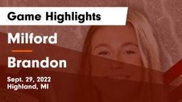 Milford  vs Brandon  Game Highlights - Sept. 29, 2022