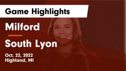 Milford  vs South Lyon  Game Highlights - Oct. 22, 2022